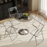 HOMCOM Set of 4 Foldable Chairs with Transparent Seat and Backrest – Heavy Duty Steel Frame, Space-Saving, Clear