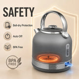 HOMCOM 1.7L 3000W Stainless Steel Kettle and 4-Slice Toaster Set with 7 Browning Levels – Cordless Fast Boil, Grey