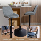 HOMCOM Set of 2 Retro Faux Leather Bar Stools with Swivel Seat & Adjustable Height – Diamond Tufted, Light Grey