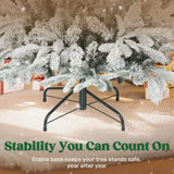 HOMCOM 6ft Artificial Flocked Christmas Tree with 1182 Branches – Hinged Xmas Tree, Foldable Metal Stand