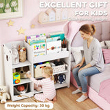 AIYAPLAY Bear Kids Toy Storage Unit with Open Bookshelf – Organiser for Bedroom, Nursery & Playroom, White