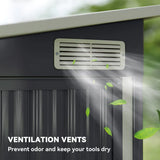 Outsunny 7.5 x 4.3ft Galvanised Metal Garden Shed with 3 Lockable Doors and Vents, Dark Grey