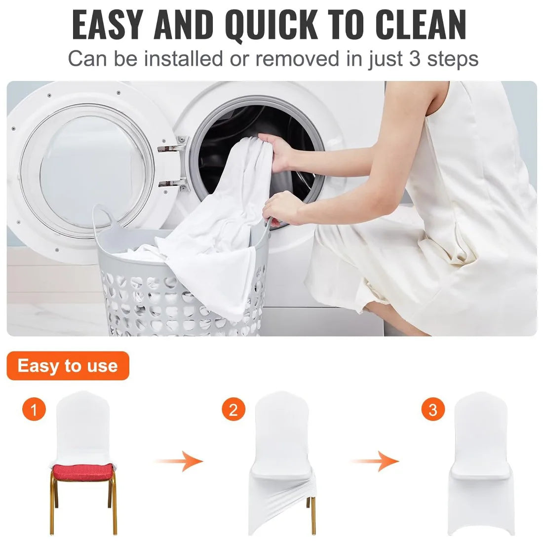 50-Pack White Stretch Spandex Folding Chair Covers – Weddings, Banquets and Parties