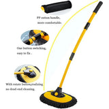 Telescopic Car Wash Brush Kit with Long Handle and 2 Microfibre Mop Heads – 15° Curved, 90° Rotating