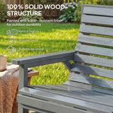 Outsunny 3 Piece Wooden Garden Bench Set – Armchair, Two-Seater Bench and Detachable Table with Parasol Hole, Grey