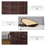HOMCOM 100L Bamboo Laundry Basket with Lid, 2 Compartments & Removable Liner – Washing Hamper, Brown