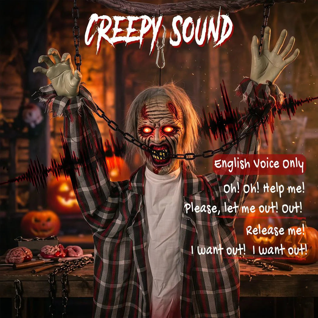 HOMCOM 110cm Screaming Animated Hanging Halloween Decoration
