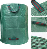 2 Pack 272L Reusable Garden Waste Bags – Heavy Duty Collapsible Woven Sacks with 4 Handles, Green