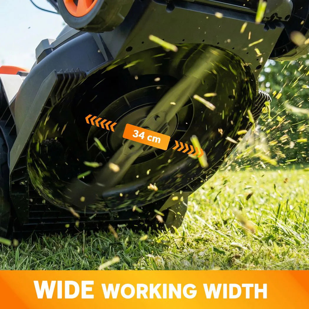 Outsunny 18V Cordless Lawnmower with 2 x 4Ah Batteries, 34cm Cutting Width, 35L Grass Bag & Mulching