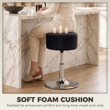 HOMCOM Adjustable Swivel Bar Stool with Velvet-Feel Padded Seat and Round Base – Kitchen Breakfast Stool, Black