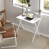 HOMCOM 81.5cm Folding Computer Desk with Monitor Shelf – Space-Saving Home Office Table, White