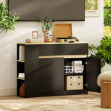 HOMCOM Kitchen Island Storage Cabinet with Adjustable Shelf, 2 Drawers and 3 Open Shelves – Dining Buffet, Black