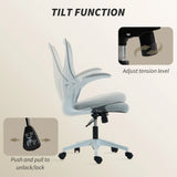 HOMCOM Mesh Office Chair with Foldable Backrest & Flip-Up Arms – Space-Saving Computer Desk Chair, Light Grey