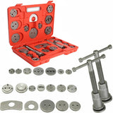 23 Piece Disc Brake Caliper Piston Rewind Tool Kit with Left & Right Spindles – Universal Car Brake Wind Back Set