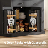 HOMCOM Tilt Out Trash Cabinet Kitchen Island with Charging Station, 57L Hidden Bin Storage, 2 Drawers & 2-Door Cupboard, Black