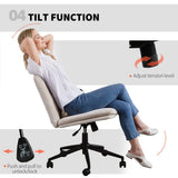 HOMCOM Criss Cross Chair with Wheels, Armless Chenille Office Chair – Tilting, Height Adjustable, Beige