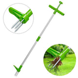 Standing Weed Puller Twister with Aluminium Handle – Garden Root Remover, No Bending, Silver & Green