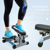 SPORTNOW Mini Stepper with Resistance Bands, LCD Monitor and Non-Slip Pedals – Home Workout Step Machine