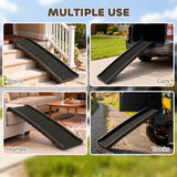 PawHut Foldable Dog Ramp with Frosted Anti-Slip Surface and Guardrails – Portable Car Ramp, 155 x 38.5 x 15.5 cm