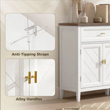 HOMCOM Modern Sideboard with 3 Doors, 2 Drawers and Adjustable Shelves – Buffet Storage Cabinet, White