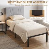 HOMCOM 3FT Single Bed Frame with Upholstered Headboard & Underbed Storage – 250 kg Capacity, Black and Grey