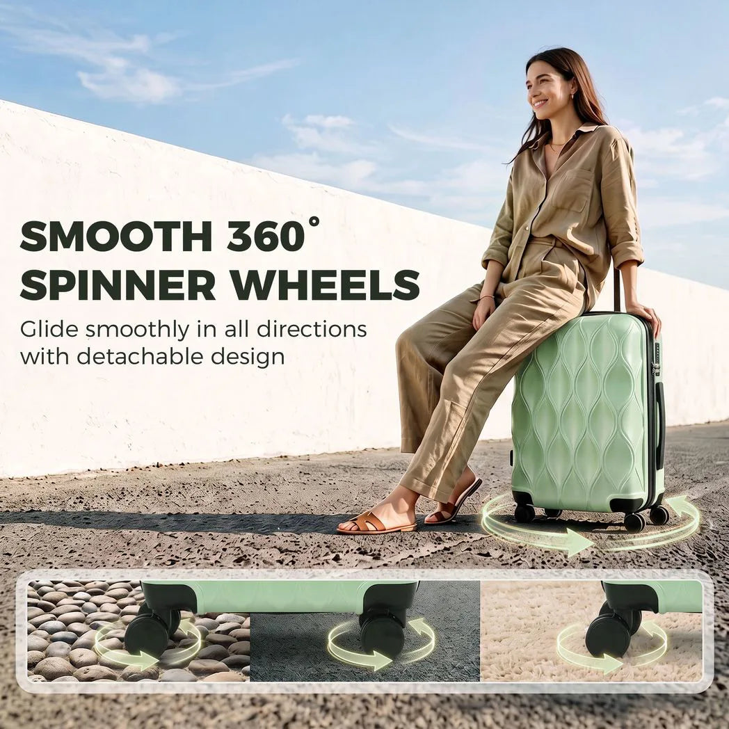HOMCOM 20 Inch Cabin Suitcase with TSA Lock & 360° Spinner Wheels – 41L ABS Hard Shell Carry-On Luggage, Green