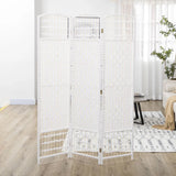 HOMCOM 3 Panel Folding Room Divider, Hand-Woven Paper Rope & Bamboo Privacy Screen – Living Room Partition