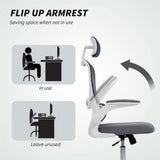 HOMCOM Mesh Back Office Chair with Lumbar Support, Removable Headrest and Flip-Up Armrests – Charcoal Grey