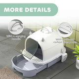 PawHut Enclosed Cat Litter Box with Pull-Out Drawer, Scoop and Deodorising Bags – Odour Control, Portable