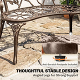 Outsunny Cast Aluminium Garden Bench with Floral Backrest – Outdoor Patio Bench, Bronze Tone
