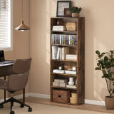 HOMCOM Six Shelf Bookcase with Adjustable Shelves and Anti-Tip Kit – Display and Storage Unit, Rustic Brown
