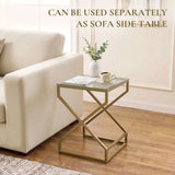 HOMCOM Nest of 2 Tables with Tempered Glass Tops and Golden Legs – Side and Coffee Table Set, Transparent