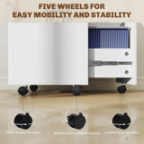 HOMCOM Two-Drawer Lockable Filing Cabinet on Wheels with Hanging Bars – Under Desk Office Storage, White