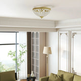 HOMCOM 2-Light Crystal Chandelier Flush Mount Ceiling Light with 168 Octagonal Beads – Vintage, Gold Tone
