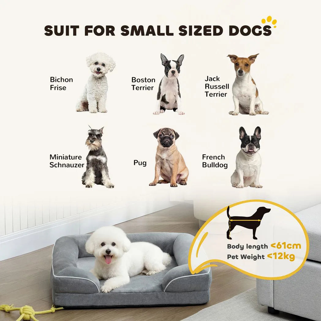 PawHut Orthopaedic Dog Sofa Bed with Cooling Gel Memory Foam & Washable Cover – Grey, Small