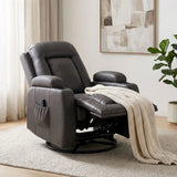 HOMCOM PU Leather Massage Recliner Chair with Heat, Extended Footrest, Cup Holders & Side Pockets – Dark Brown