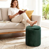 HOMCOM Velvet Round Storage Ottoman with Flip Lid & Marble-Effect Top – 45cm Footstool, Dark Green