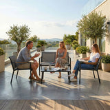 Outsunny 4 Seater Metal Garden Sofa Set – Loveseat, Two Armchairs and Coffee Table with Breathable Mesh Seats, Grey