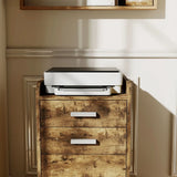 HOMCOM 3 Drawer Rolling Filing Cabinet for A4 and Letter Hanging Files – Under-Desk Storage, Rustic Brown