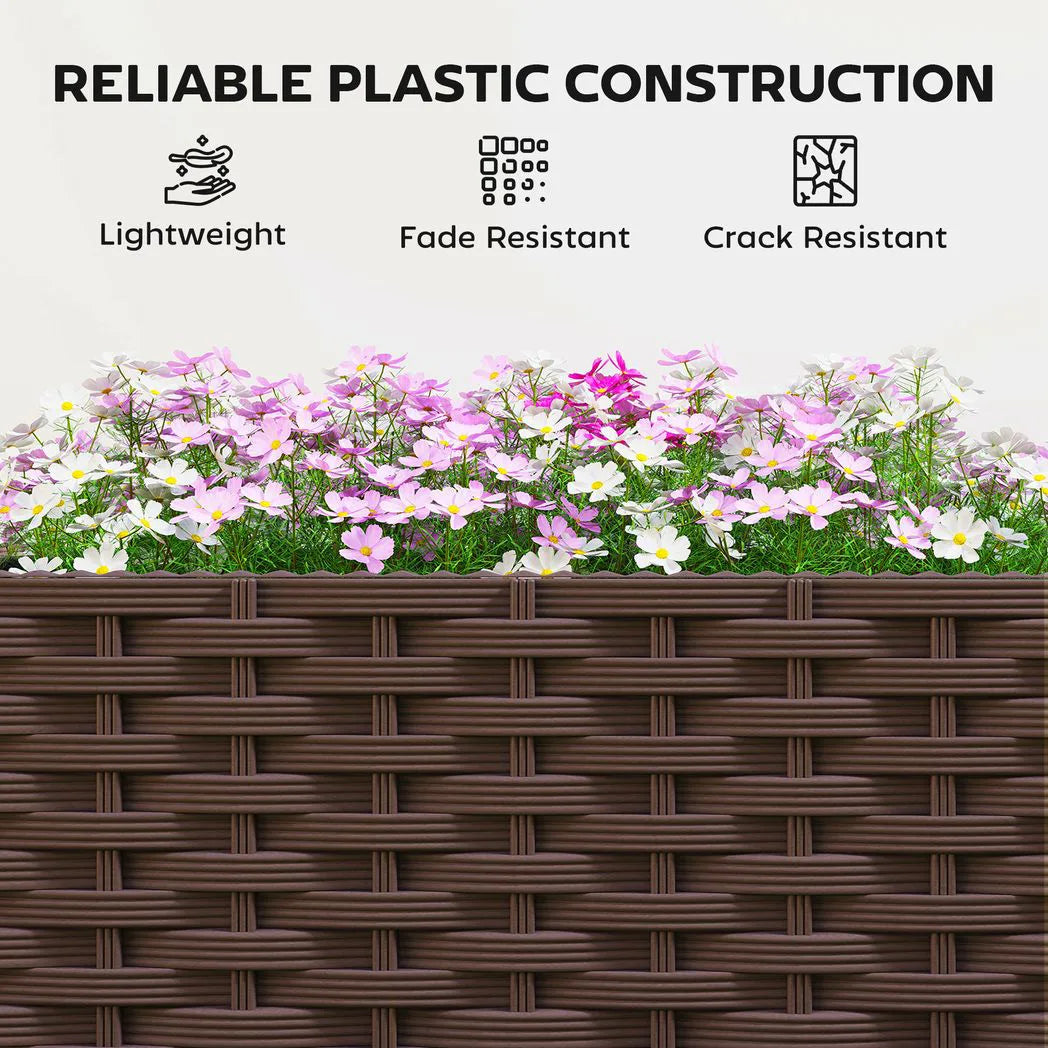 Outsunny Self-Watering Raised Garden Bed with Trellis & Lockable Wheels – 40 x 40 x 182cm, Brown