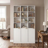 HOMCOM 6-Tier Bookcase with Adjustable Shelf, Cabinet and Anti-Tip Hardware – White Wood Effect