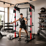 SPORTNOW Power Cage with Dual Cable Pulley System, Pull-Up Bar, Dip Station & Landmine – Home Gym Power Rack