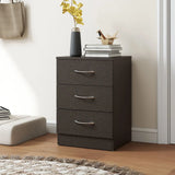 HOMCOM Three-Drawer Bedside Table with Wood-Effect Finish & Non-Slip Feet – Bedroom Nightstand, Black
