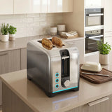 HOMCOM 2 Slice Toaster with 7 Browning Levels, Reheat, Defrost and Cancel – Crumb Tray, Black