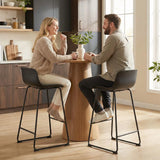 HOMCOM Set of 2 Modern PU Leather Bar Stools with Metal Frame & Footrest – Breakfast Bar Kitchen Chairs, Black