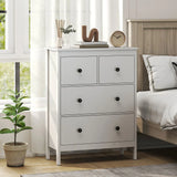 HOMCOM Modern 4-Drawer Chest of Drawers with Anti-Tip Straps – Clothes Storage Dresser for Bedroom, Hallway, White