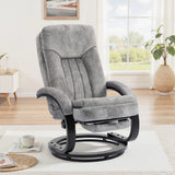 HOMCOM Swivel Recliner Chair with Footrest – Manual 135° Reclining Armchair, Velvet-Feel Upholstery, Grey