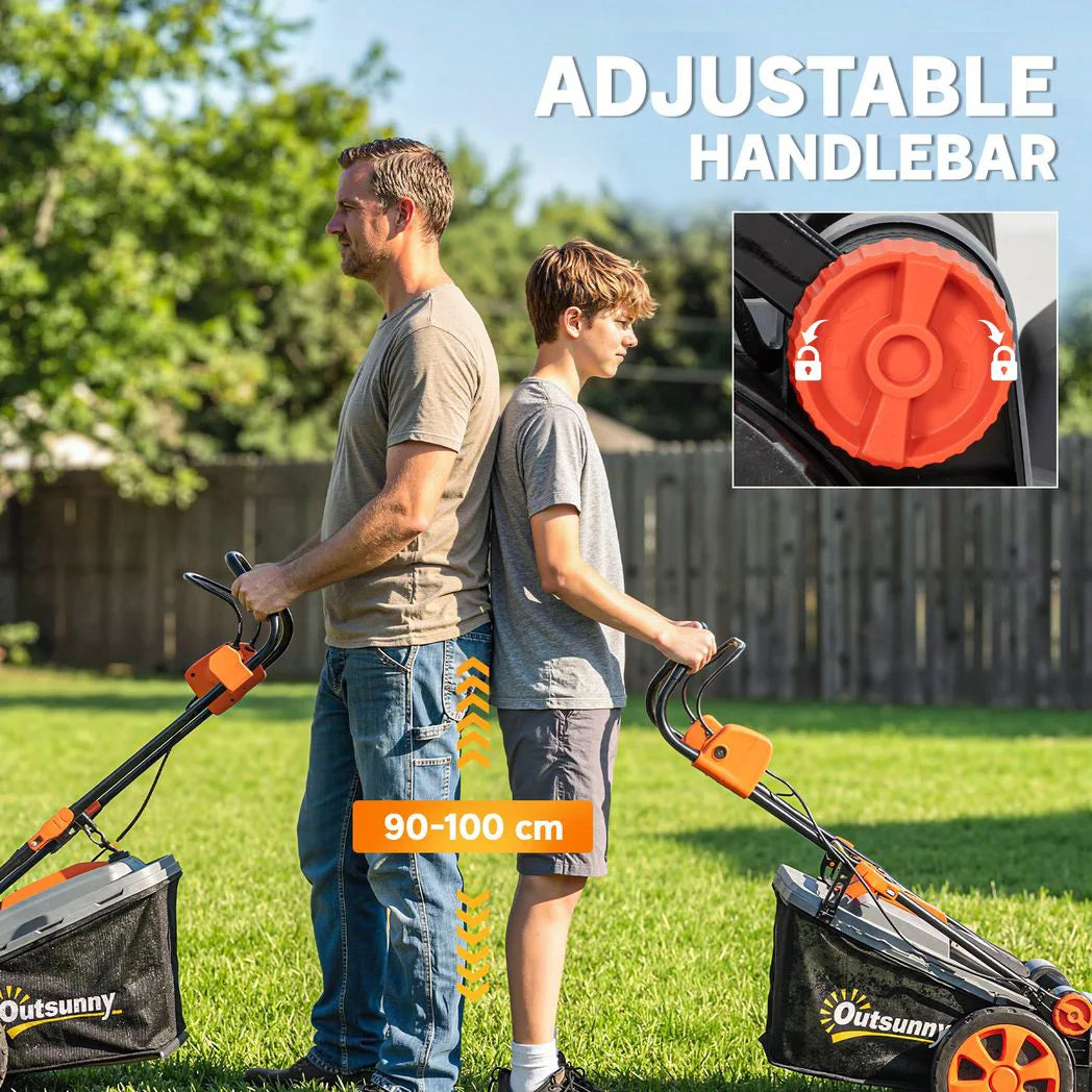 Outsunny 1800W Electric Lawnmower with 40cm Cutting Width, Mulching Function & 50L Grass Bag – 6 Cutting Heights
