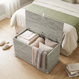 HOMCOM 102L Storage Chest & Blanket Box with Safety Hinged Lid, 80 x 40 x 45 cm – Grey
