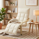 HOMCOM Modern Accent Chair with Footrest, Plush Cushion and Curved Legs – Tufted Lounge Armchair, Cream White